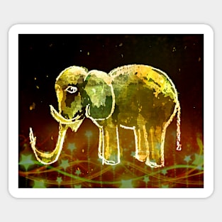 Elephant And Stars. Elephants Gold Pattern. Sticker